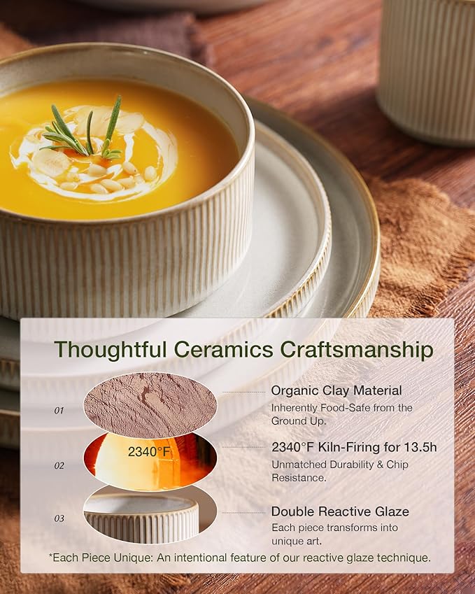 Famiware Star Stoneware Dinnerware Set, Reactive Glaze Plates & Bowls - Image 5