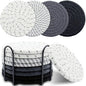8 Pcs Drink Coasters with Holder, Minimalist Cotton Woven Coaster Set, 4 Colors Absorbent Coaster Protection Protection for Various Cups, Ideal for Coffee Tables and Home Decor Tabletop, 4.3 Inches
