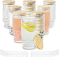 Glass Cups with Lids and Straws 16 oz Drinking Glasses Set of 8 | Ribbed by ICESIP