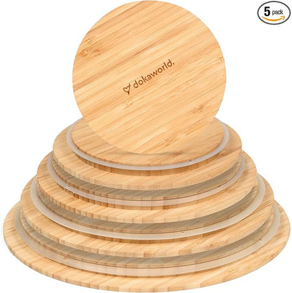 Glass Mixing Bowls Bamboo Lids - Lids are compatible with all Glass Mixing Bowls Set