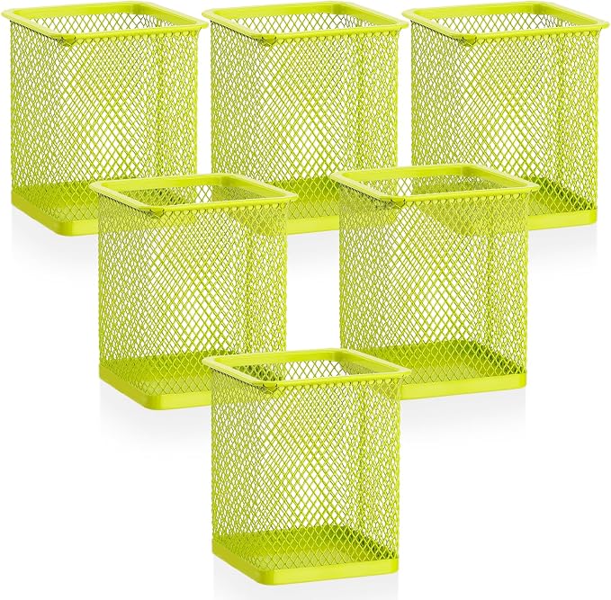 Segarty Pen Cup Holder, 6 Pack Square Light Green Pen Holder by Segarty