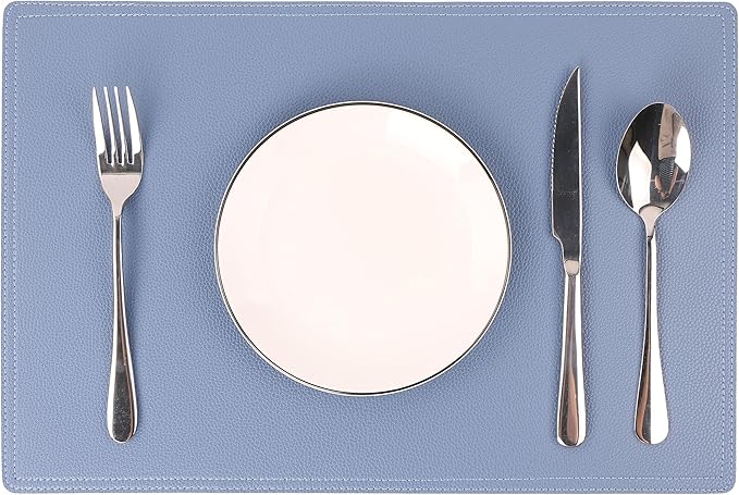 Jovono Set of 8 Faux Leather Placemats, PU Table Mats, Waterproof, Stain Resistant, Heat Resistant, Easy to Clean for Kitchen Dining Table,Conference Table, C Light Bule