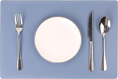 Jovono Set of 8 Faux Leather Placemats, PU Table Mats, Waterproof, Stain Resistant, Heat Resistant, Easy to Clean for Kitchen Dining Table,Conference Table, C Light Bule