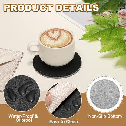 uxcell 5Pcs PU Leather Coasters - Image 3