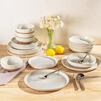 AmorArc Dinnerware Sets for 6, 24 Pieces Ceramic Plates and Bowls Set | Scratch - Image 9
