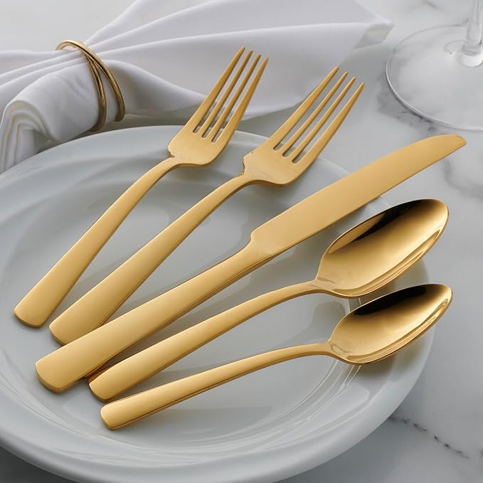 Oneida B1024020AL20 Aptitude Gold 20 Piece Everyday Flatware Set, Service - Image 7