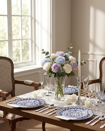 175 Pcs Blue Plates for 4th of July | Floral Disposable Dinnerware Set. - Image 2