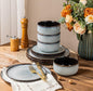 LeRATIO Ceramic Dinnerware Set of 4, Poreclain Plates, Handmade Reactive Glaze by LeRatio