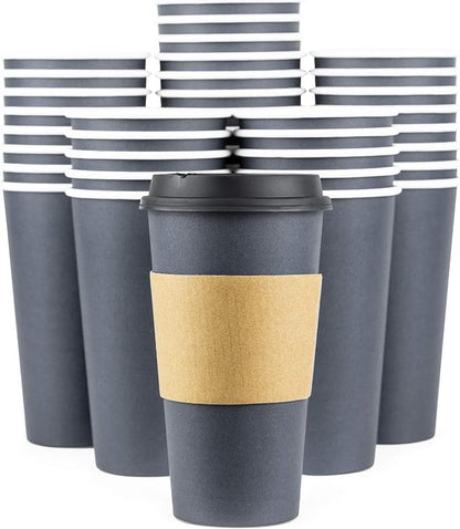 Disposable Coffee Cups With Lids - 20 oz To Go Coffee Cup With Lid. Large Togo by Glowcoast