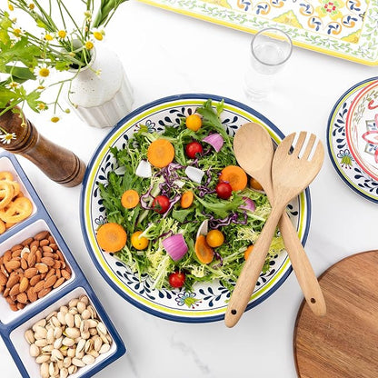 Talavera Melamine Large Serving Bowl, 13.75" x 2.75" Mixing, Pasta Serving - Image 2