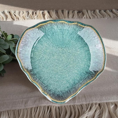 Green Ceramic Decorative Bowl – 12 In Fruit Bowl, Candy Dish, Key Bowl for Entryway Table, Trinket Dish, Ring Dish, Jewelry Tray, Porcelain Catchall for Kitchen, Bedside, Living Room Home Decor