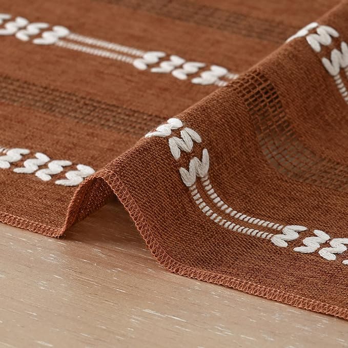 Artoid Mode Caramel Farmhouse Embroidered Hollow Table Runner, Seasonal Fall - Image 6