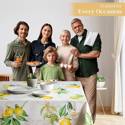 Maison d' Hermine Table Cloth Rectangle Table 100% Cotton 54 x 72 Inches Tablecloth Reusable Decorative for Dining Room Farmhouse Home Valentines Day Decorations Spring Summer - Limoncello