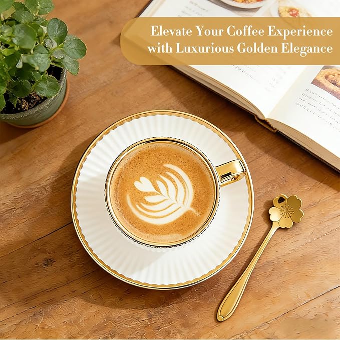 Cappuccino Cups Set of 4, 7oz Espresso Cups Set - Image 8