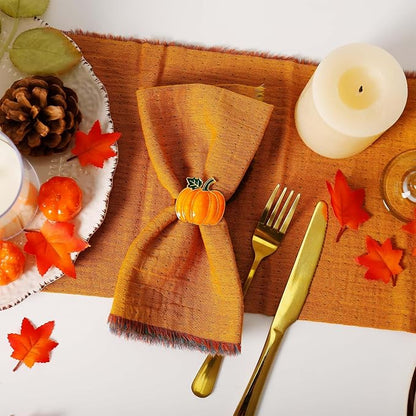 wonlex Pumpkin Napkin Rings Set of 6, Fall Napkin Rings Holder, Metal Napkin - Image 3