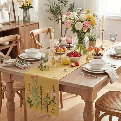 Artoid Mode Light Camel Soft Chain Embroidery Wild Floral Spring Table Runner - Image 5