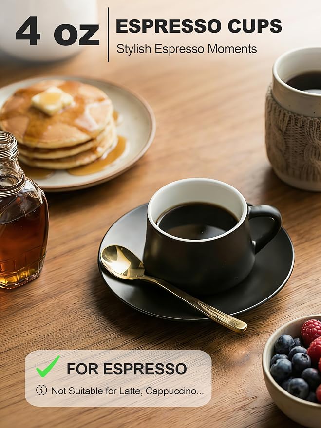 YHOSSEUN Espresso Cups Set of 6, 4 OZ Expresso Shots Cup - Image 4