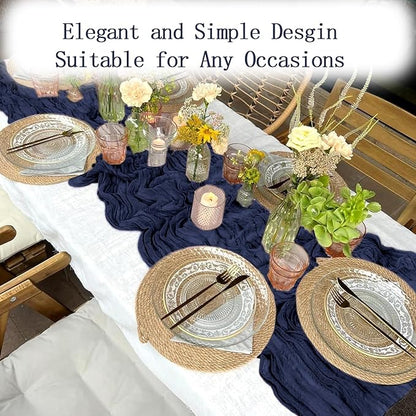 8 Pack Navy Blue Cheesecloth Table Runner 20 x 120 inch Gauze Table Runners 10 - Image 6