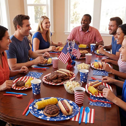 350 Pcs 4th of July Party Decorations 12 inch Disposable Patriotic Oval Plates - Image 7