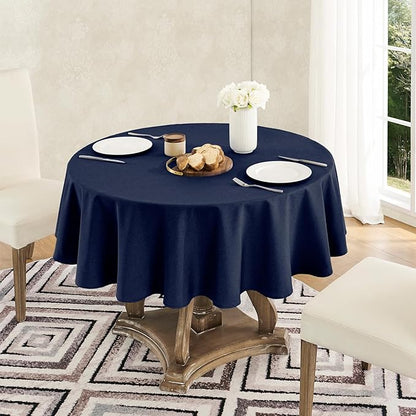 Tablecloth Linen Textured Waterproof & Stain Resistant Table Cloth Wrinkle Free Decorative Fabric Farmhouse Table Cover for Dining/Party/Buffet/Wedding, 60 x 60 Inch, Navy Blue