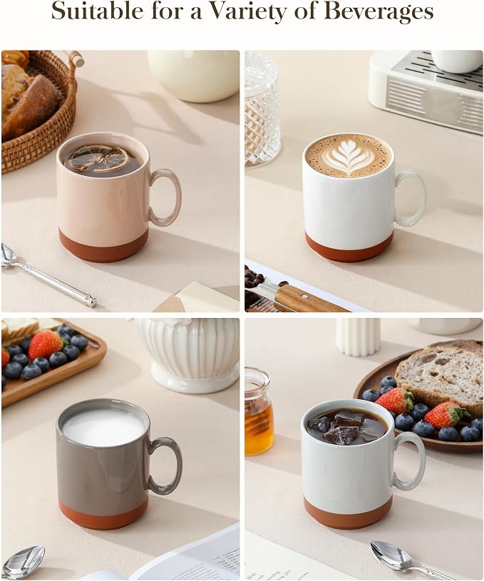 MALACASA 12oz Ceramic Coffee Mugs Set of 4, Stackable Coffee Cups - Image 5