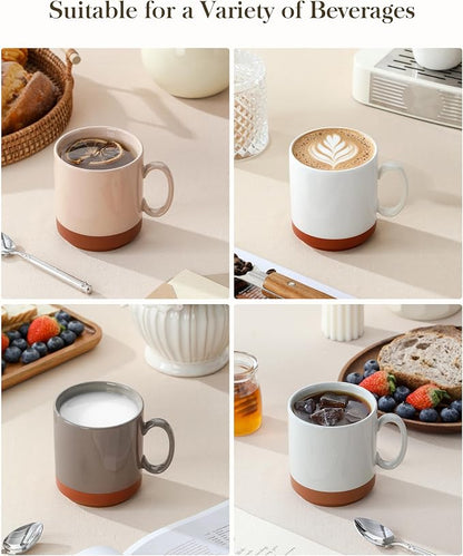 MALACASA 12oz Ceramic Coffee Mugs Set of 4, Stackable Coffee Cups - Image 5