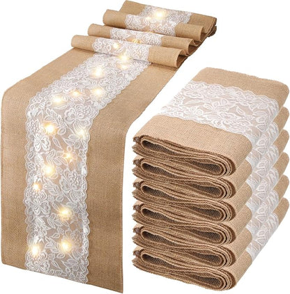 Xinnun 6 Pack Burlap Table Runner by Xinnun