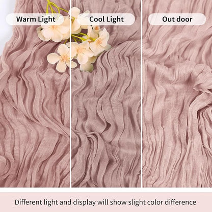 6 Pack Dusty Pink Cheesecloth Table Runner 17x108 Inch Semi Sheer Boho Gauze - Image 7