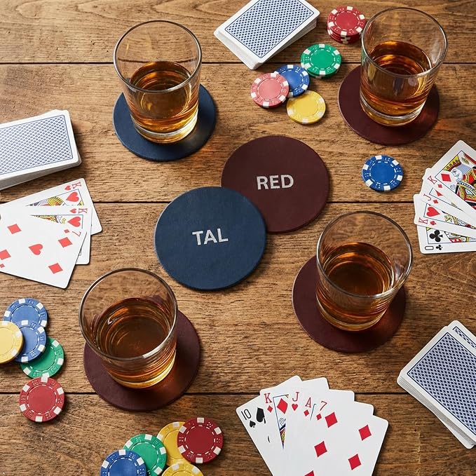 Northwind Personalized Full Grain Leather Coasters Set of 4 | Made in USA - Image 6