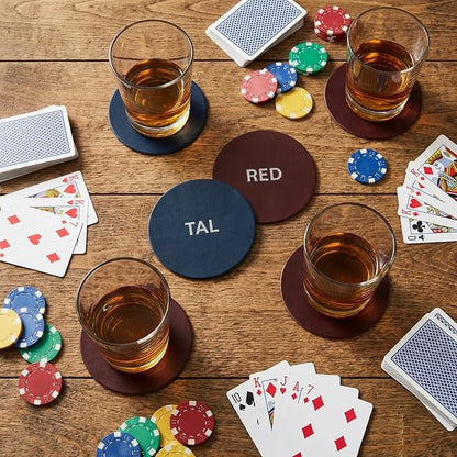 Northwind Personalized Full Grain Leather Coasters Set of 4 | Made in USA - Image 6