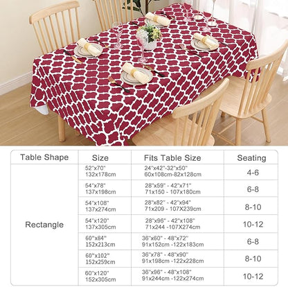 Smiry Rectangle Table Cloth, Waterproof Vinyl Tablecloth with Flannel Backing for Rectangle Tables, Wipeable Spillproof Plastic Tablecloths for Dining, Camping, Indoor and Outdoor (60"x102", Burgundy)