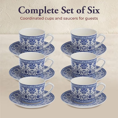 Zagara Home Mardin Porcelain Coffee Cup Set of 6, Espresso Cups and Saucers Set - Image 3