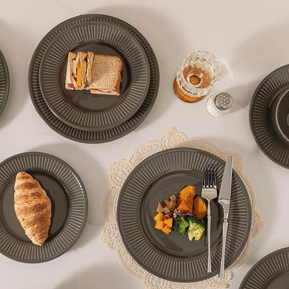 Dinnerware sets plates and bowls sets modern plates,Ceramic Dinnerware Sets,12 Pieces Porcelain Lightweight Plates,Scratch Resistant Dish Set (style - 14, 4 - Set (12pcs))