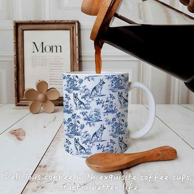 Chinoiserie German Shepherd Mug, German Shepherd Gifts - Image 3
