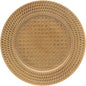 13 Inch Antique Gold Charger Plates Set of 6 Round Plastic Plates Matte Finish Faux Rattan Woven Texture Charger plates for Wedding Party Christmas (537)