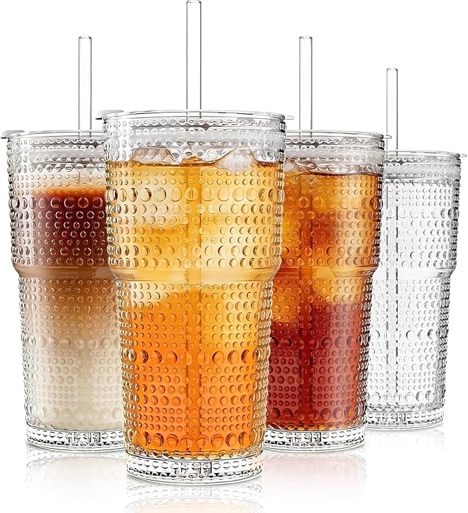 INSETLAN 20 oz Hobnail Glass Cups by INSETLAN