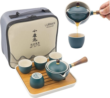 LURRIER Porcelain Chinese Gongfu Tea Set, Portable Teapot Set by LURRIERUS