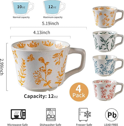 Ceramic Mugs 11 oz Unique Luxurious Cups Set of 4, Mug - Image 4