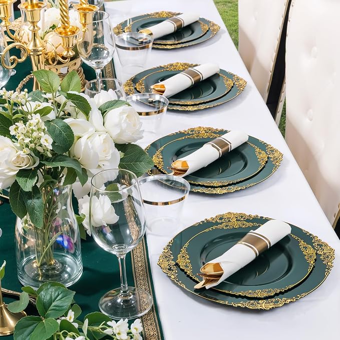Nervure 100Pcs 7.5'' Green Plastic Plates, Disposable Plates - Image 8