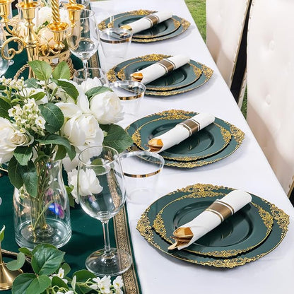 Nervure 100Pcs 7.5'' Green Plastic Plates, Disposable Plates - Image 8