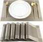 DACHUI Placemats, Heat-Resistant Placemats Stain Resistant Anti-Skid Washable PVC Table Mats Woven Vinyl (6pcs, Coffee-Cross)