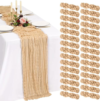 30 Pack Cheesecloth Table Runner 10FT Nude Table Runner Boho Gauze Cheese Cloth by Showgeous