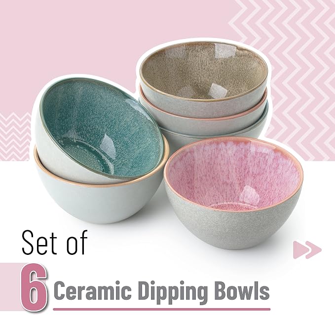 Brew To A Tea BTaT- Ceramic Cereal Bowls, 29 oz, 6 Pack, 6.3 Inches, Glazed - Image 2