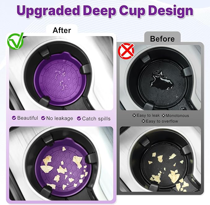 Car Cup Holder Coaster, Silicone Cup Holder Insert, Universal Non-Slip Cup - Image 2