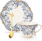 Country Roses Porcelain Tea Cup and Saucer Set by Unknown