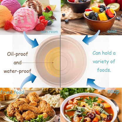 100 Pack Compostable 8 oz Paper Bowls, Small Natural Disposable Paper Bowls | - Image 5