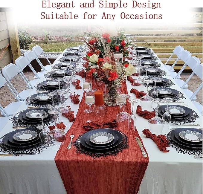 8 Pack Terracotta Cheesecloth Table Runner 20 x 120 inch Gauze Table Runners 10 - Image 6