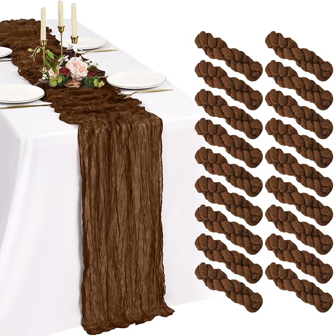 18 Pack Cheesecloth Table Runner 10FT Brown Table Runner Boho Gauze Cheese by Showgeous