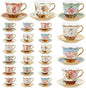 Teenyyou Set of 24 Tea Cups and Saucers Tea Party Decorations Floral Porcelain by Teenyyou