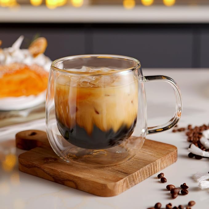 CNGLASS 16oz Double Walled Glass Coffee Mugs, Large Clear Coffee Cups - Image 3